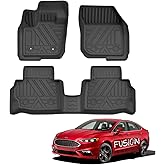 AOMSAZTO Floor Mats for 2017-2020 Ford Fusion/Lincoln MKZ, Custom Fit Floor Liners for 1st & 2nd Row All-Weather Protection Car Mat Automotive Floor Mats, Black