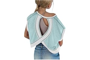nhApmj Back to School Clothes for Teen Girls Cute Preppy Short Sleeve Open Back Gym Shirts Backless Yoga Workout Crop Tees