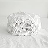 Simple&Opulence Linen Fitted Sheet (1 Piece) - 14 Inch Deep Pocket Mattress Cover Natural Flax Cotton Blended Soft Breathable Bedding - White, Twin Size