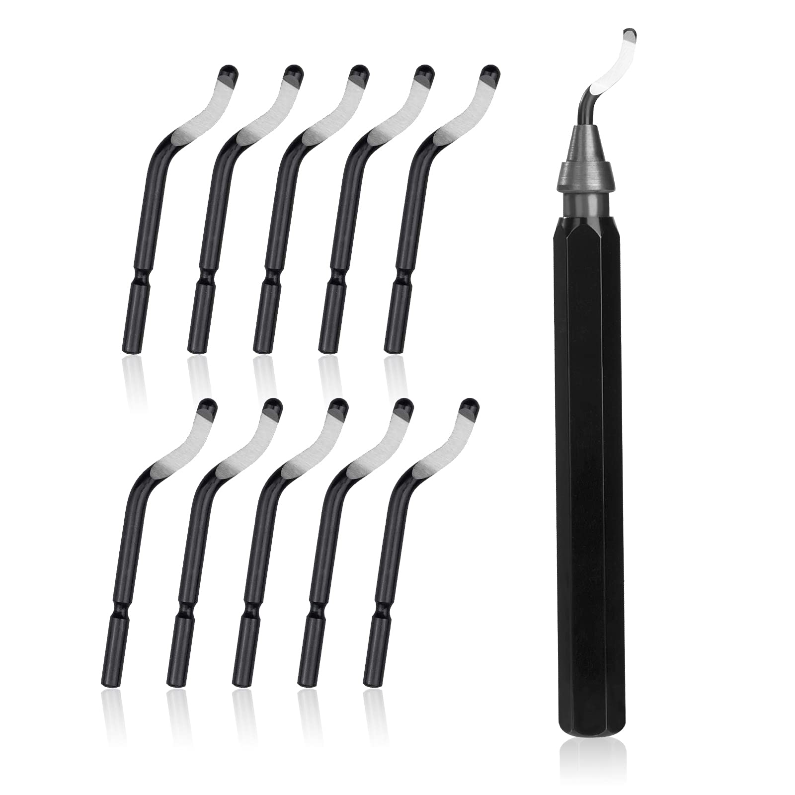 QIMEI-SHOP Deburring Tool Pipe Deburring Tool with Metal Handle 11 High-Speed Steel Blades 360 Degree Rotated for Aluminum Copper Steel Plastic 11 Pcs