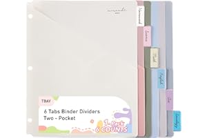 TBAY 6-Tab Dividers for 3 Ring Binder, Binder Dividers Index with Two Pockets, Letter Size 8.5 x 11'', Morandi Colors (1)