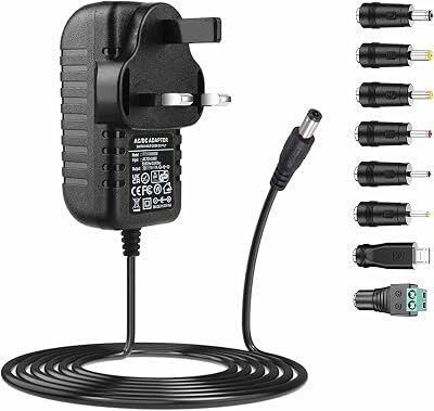 SZZKtech 12V AC DC Power Supply Adapter Charger 8 Tips 2A 24W Converter