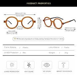Gleyemor Retro Round Blue Light Glasses for Men