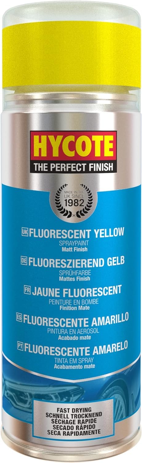 Hycote Fast Drying Aerosol Car Spray Paint, Fluorescent Yellow, 400 ml