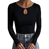 Ladybranch Womens Long Sleeve T Shirts Ribbed Knit Fitted Casual Tops Tee Slim Basic Shirts