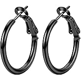 FOCALOOK 14K Gold Plated Lightweight Large Hoops| 2mm Thin Hoop Earrings for Women 30/40/50/70/100mm