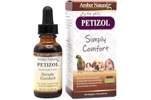Amber NaturalZ Petizol Simply Comfort Herbal Supplement for Dogs, Bird, Rabbit | Support for Occasional Discomforts and Normal Body Temperature | 1 Fluid Ounce Glass Bottle | Manufactured in The USA