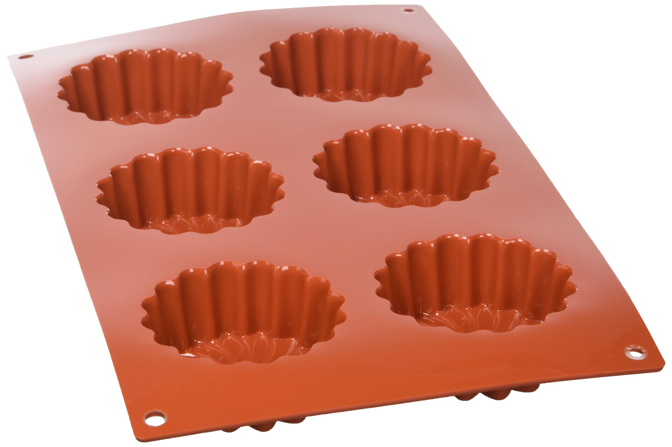 silikomart | SF056 Silicone Mould for Margherita Monoportions, Non-Stick, 6 Cavities, Pack of 1 Cake Mould, Ø 70 h 28 mm, Made in Italy, Terracotta