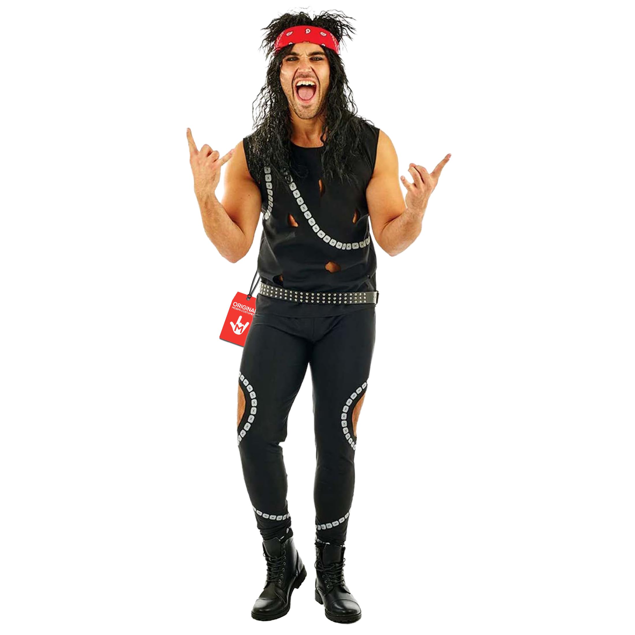 Fun Shack Glam Rock Costume for Men - 80s Rockstar Fancy Dress Outfit - Retro 80s Party Attire for Men, Medium