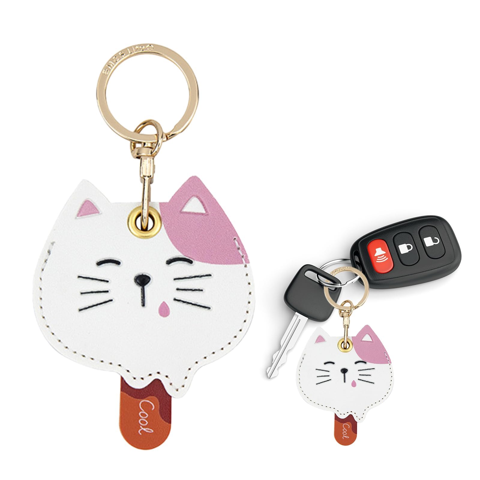 Airtag Case Holder,Cute Leather Case for AirTag Keyring for Keys, Bags, Luggage,Pet Collars - Anti-Lost and Scratch-Resistant Design for Apple Air Tags