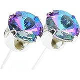 pewterhooter 925 Sterling Silver stud earrings for women made with sparkling Starlight crystal from Swarovski®. London gift box. Hypoallergenic & Nickle Free Jewellery for Sensitive Ears