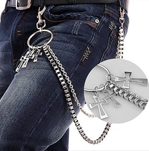 MKPLY Cool Men's Non-mainstream Wild Hip-hop Male Waist Jeans Tide Hiphop Cross Trousers Wallet Key Chain