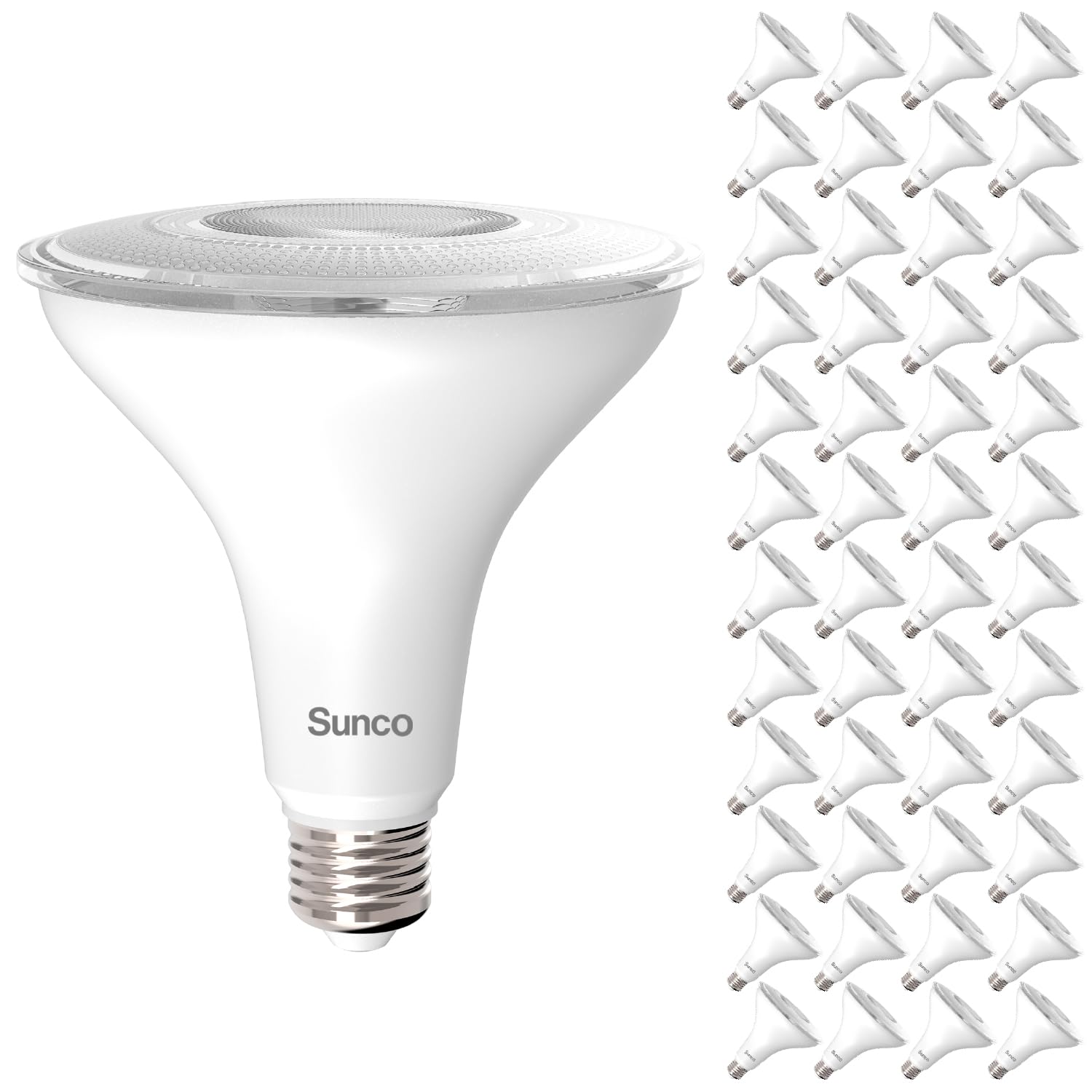 Sunco 48 Pack Outdoor LED Flood Home Patio Driveway Light, Waterproof PAR38 LED Bulb, CRI90, 4000K Cool White, 1050 Lumens, 100W Equivalent 13W, Dimmable, Wet-Rated, E26 Base UL. Image