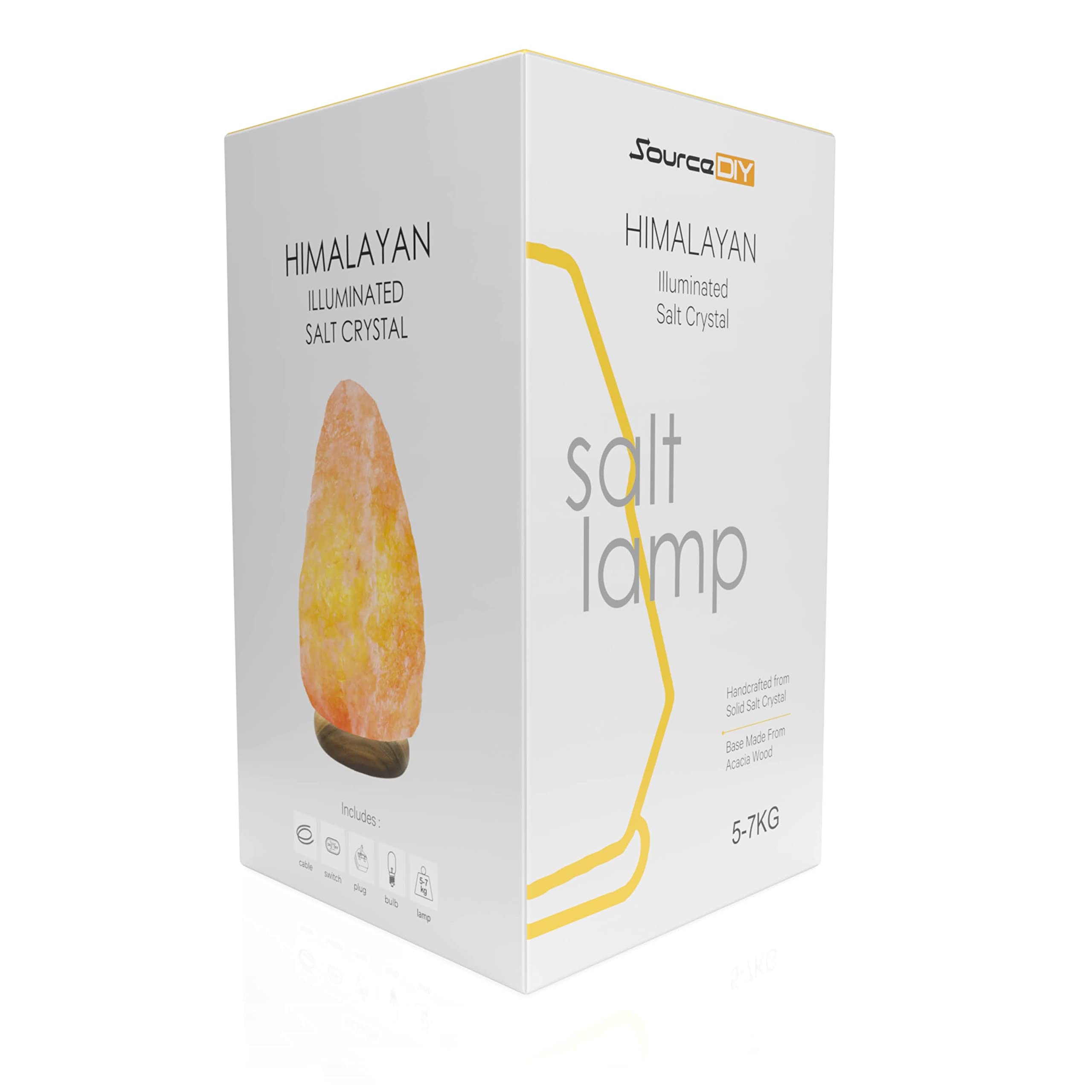 SourceDIY 5-7 Himalayan Crystal Rock Salt Lamp- Hand Carved Natural from Foothills of The Himalayas Gift Accessory with Button Cable & CE Certified Plug for Christmas & Birthday Party