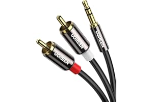 UGREEN 3.5mm to 2RCA Aux Audio Cable Cord Stereo Jack Phono Plugs Connector for Speakers, iPod, MP3 Player, Smartphone, Table