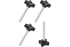 M METERXITY 4-Pack Star Clamping Knobs, M6x60mm Male Thread Hand Tightening Screw for Machinery/Electronic/Furniture/Umbrella Base, Machine Handle Replacement [32mm, Black]