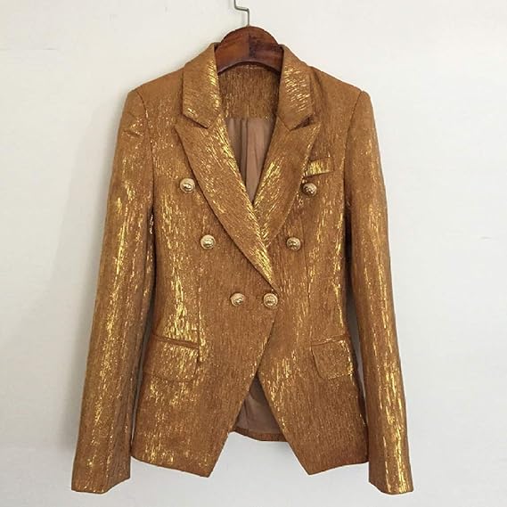 HOSD 2019 Designer Blazer Jacke Damen Löwe Metallknöpfe Zweireihiger
