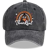 KKMKSHHG Thanksgiving Funny Hat for Men and Women, Vintage Turkey Gobble Distressed Adjustable Embroidered Baseball Cap (Thankful Turkey)