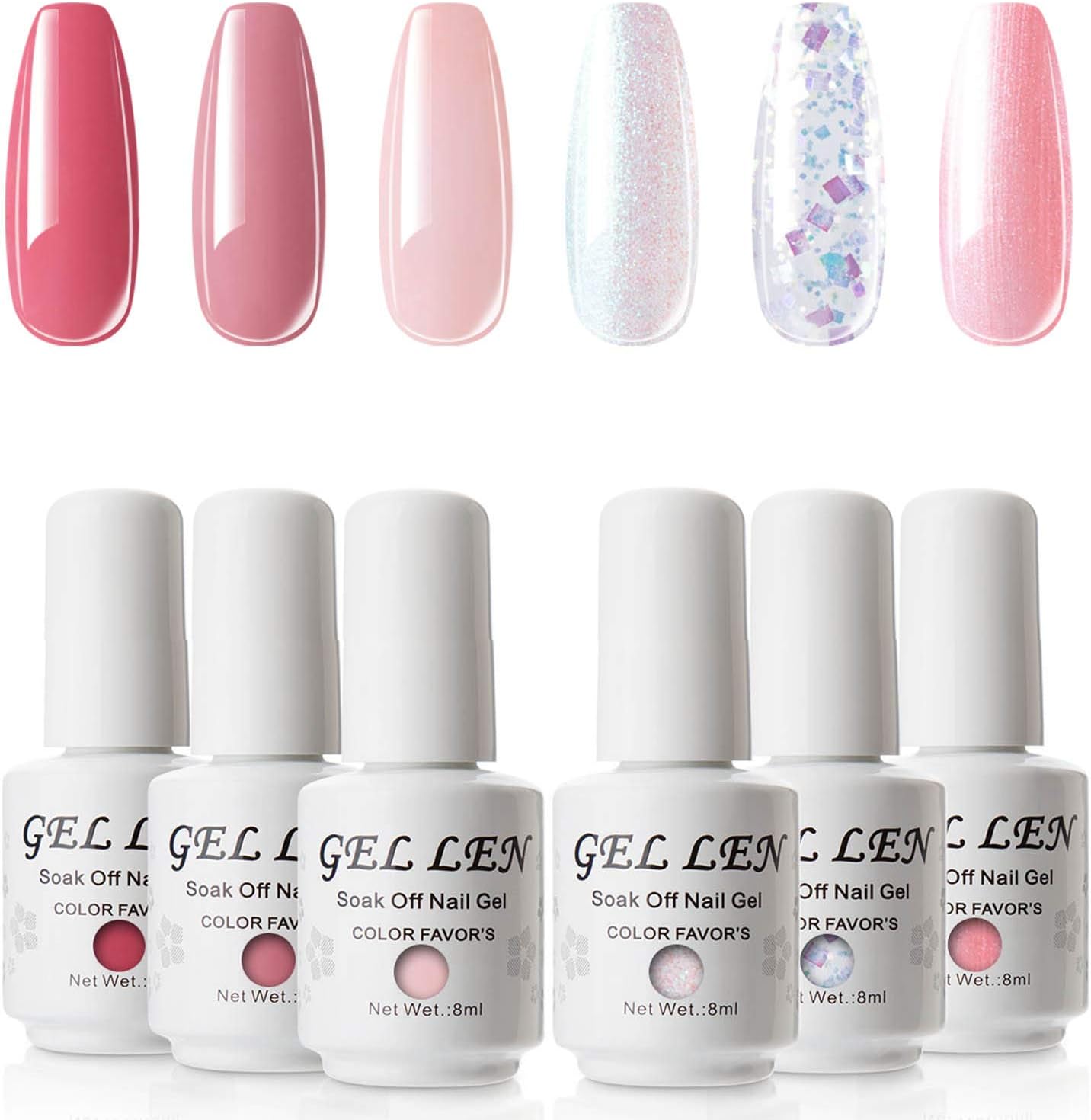 Amazon Gellen ジェルネイル カラージェル 厳選6色 Uv Led ラメ 全ての女性に愛されるカラー 8ml ピンク ホワイトラメ G Ellen ビューティー 通販
