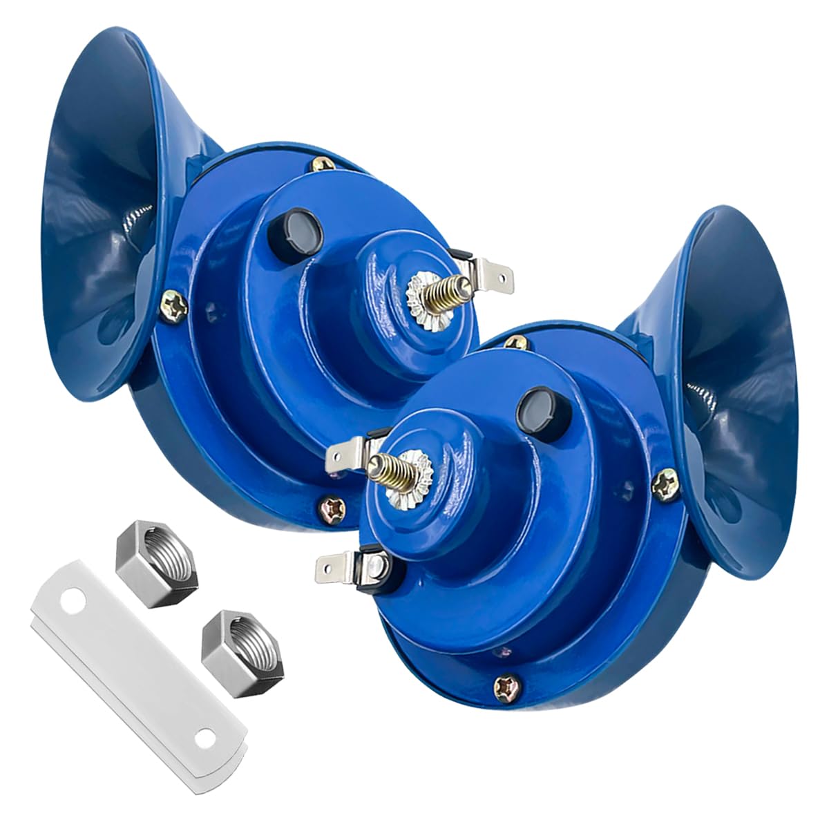 Photo 1 of Yourkar 2 PCS Loud Car Horn, 12V Waterproof Snail Electric Horn, 300DB High Tone Horns Replaces for Cars, SUVs, Trucks, Motorcycles, Electric Cars, Universal Car Accessories (Blue)