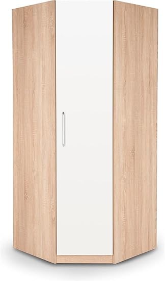 Harmony Hyde 1 Door Single Corner Wardrobe White Oak