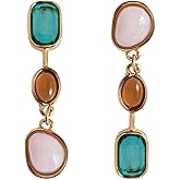 Bohemian Rhinestone Dangle Earrings Long Crystal Dangling Drop Earrings Asymmetry Statement Geometric Crystal Earrings Wedding Bridal Prom