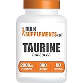 BulkSupplements.com Taurine Capsules - Taurine Supplement, Taurine 2000mg, Amino Acids for Heart Health, Taurine Pills - Gluten Free, 4 Taurine 500mg Capsules per Serving (2000mg), 360 Capsules