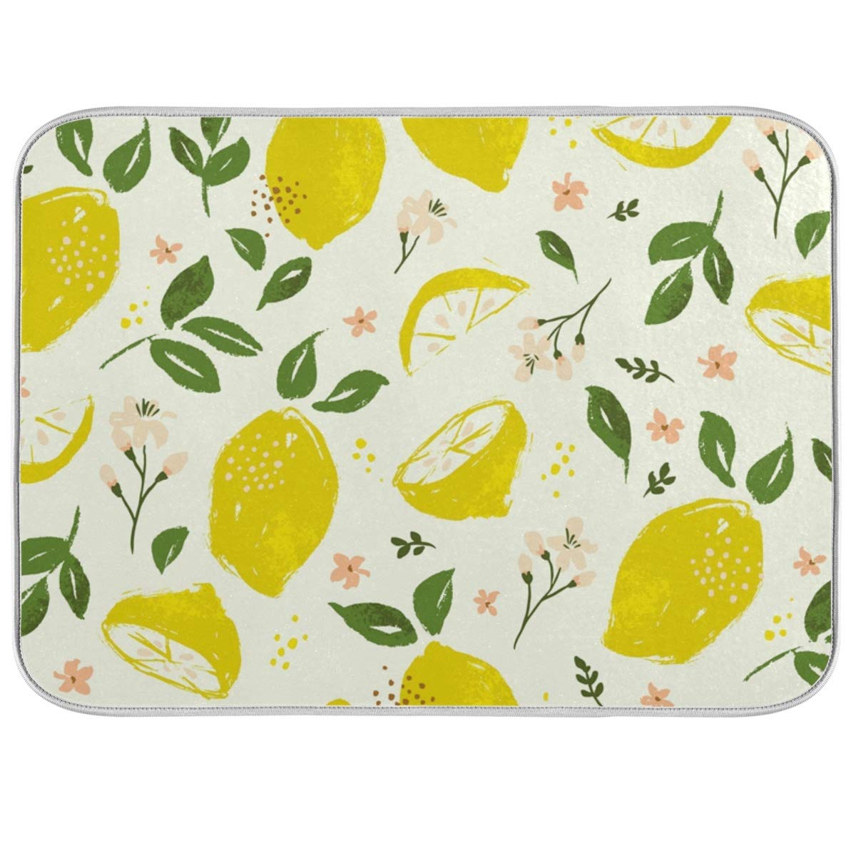 Lemon Drying Dishes Mat for Kitchen Polyester Absorbent