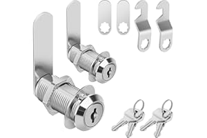 Pertinel Cabinet Locks Keyed Different 1-3/8" Cam Lock with Keys Secure Files Drawers RV Storage Locks Replacement Set, Zinc Alloy(Silver 2PCS,1-3/8 Inch)