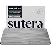 SUTERA Diatomaceous Stone Bathmat | Ultra-Absorbent, Quick-Drying Bath Mat | Slip-Resistant Surface for Safer Bathrooms | Charcoal Grey Finish | 23.5" x 15" (1 Pack)