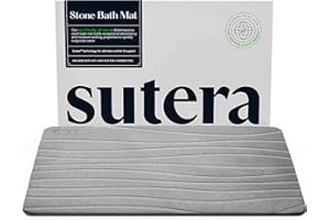 SUTERA Diatomaceous Stone Bathmat | Ultra-Absorbent, Quick-Drying Bath Mat | Slip-Resistant Surface for Safer Bathrooms | Charcoal Grey Finish | 23.5" x 15" (1 Pack)