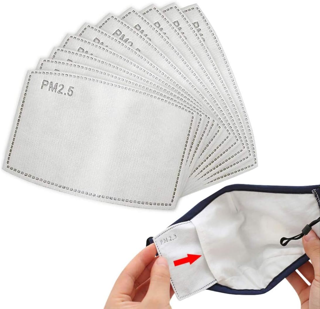 Mask Fliters Adults PM2.5 Masks Fliters,Wannoc Activated Carbon Filter Face Mask Filters Breathing Insert Protective Mouth Mask Fliter-20 PCS for Adults