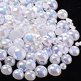 2000PCS AB Color Imitation Half Round Pearls Bead Loose Beads Gems, Mixed Sizes 2/3/4/5/6/8/10mm Flatback Pearls for Crafts Jewelry Nail Art Decoration Shoes Clothes Scrapbook(Pure White AB)