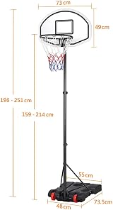 Yaheetech Free Standing Basketball Hoop Stand 1.59-2.14m Height Adjustable view 3