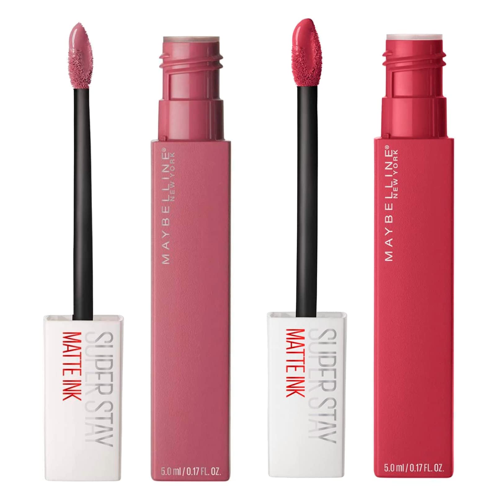 Maybelline New York SuperStay Matte Ink Lip Tint Colour 15 Lover + SuperStay Matte Ink Lip Tint Colour 80 Ruler - 2 Lipsticks with Pointed Applicator