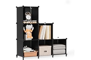 FUNLAX Cube Storage Organizer, 6 Cube Storage Shelf, Cubical Storage Shelves, Cube Organizer, Modular Storage Cube Suitable for Bookself, Clothes, Closet Organizers and Storage (Black, 6 Cube)