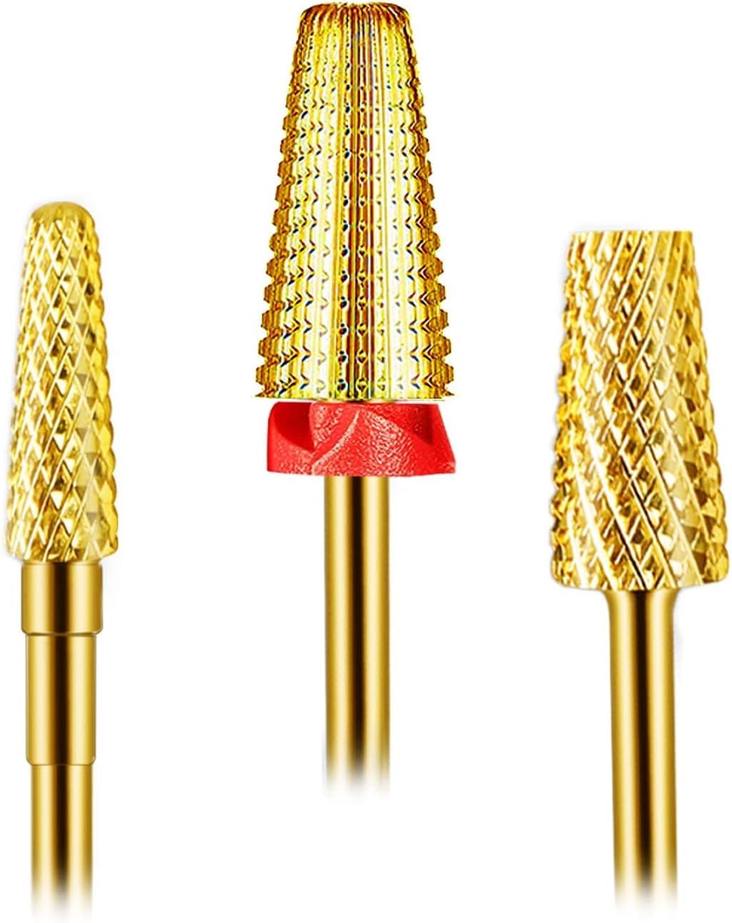 [Upgraded] Depvko 3Pcs Nail Drill Bits Set, 5 in 1 Drill Bits for Nails, 3/32'' Tapered Barrel and Cone Shape Carbide Efile Nail Drill Bits for Acrylic or Gel Remover, Manicure Pedicure Home Salon Use — image 1