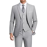 WEEN CHARM Men's 3-Piece Slim Fit Suit Set-2-Button Blazer,Vest & Pants-Formal Wedding,Prom,Party & Business Tuxedo