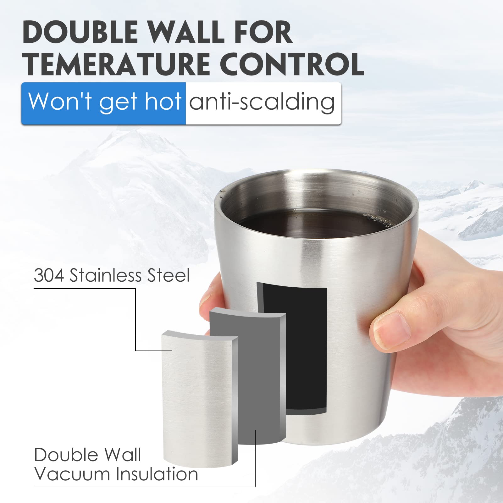 8 Pack Stainless Steel Insulated Cup 10 oz Metal Tumbler Double Wall Vacuum Water Glasses Camping Reusable Mugs Bbq Home Office Party Coffee