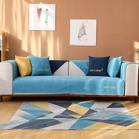 Amazon ソファーカバー あおいろ ソファカバー 宮廷風 90 210cm 犬 猫 汚れ 傷防止 洗える 厚手 純色 宮廷風 シェニール シンプル 春夏秋冬 四季用 4シーズン 韓国プリンセス風 レース 高密度 活性プリント 滑り止め 肘掛き 肘掛なし ブルー 3人掛け用 ソファカバー