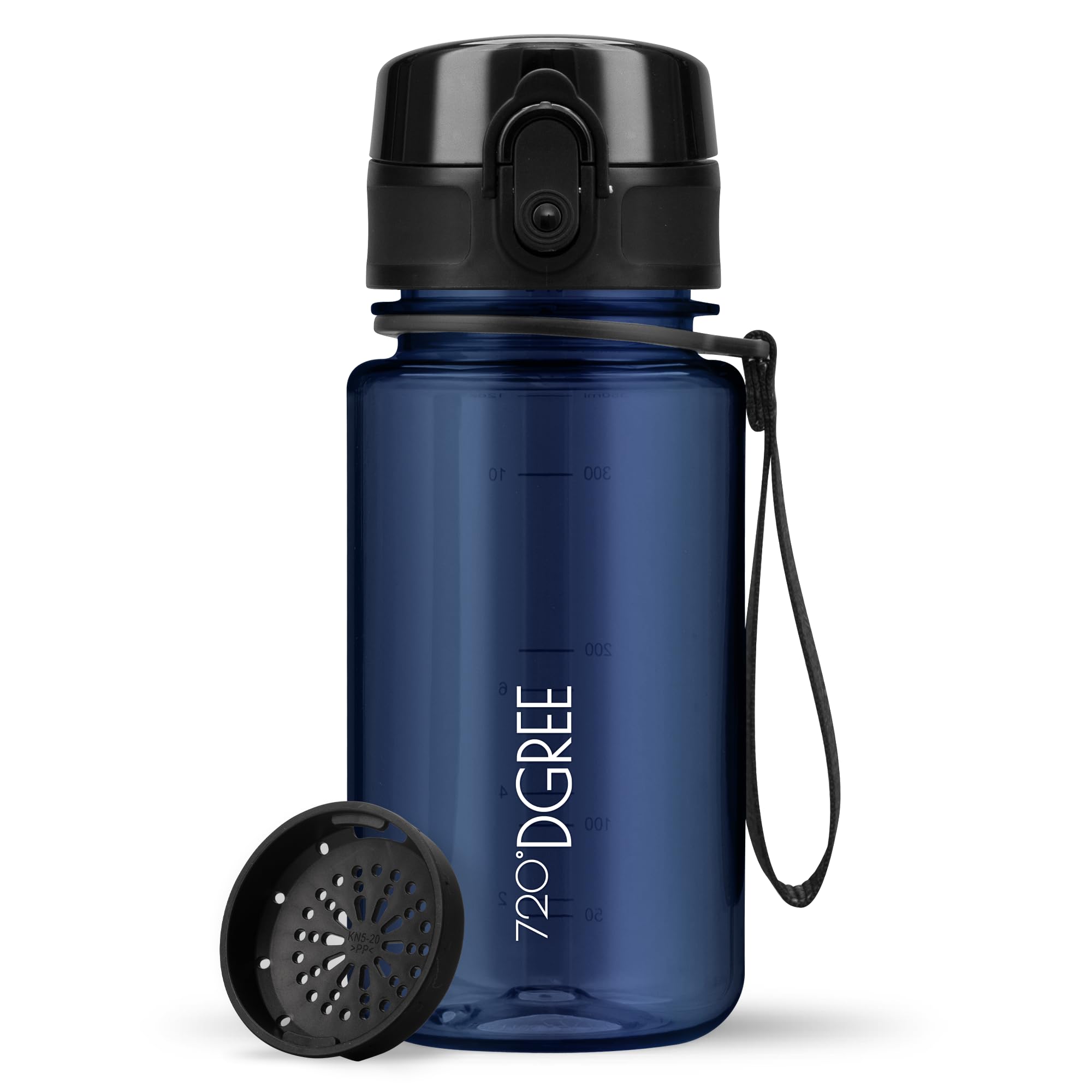 720°DGREE Water Bottle Kids 350ml “uberBottle“ crystalClear +Sieve - BPA-Free Tritan, Leakproof, Reusable Drinking Bottle - Waterbottle for Children from 2 Years, Kindergarten, School, Playground