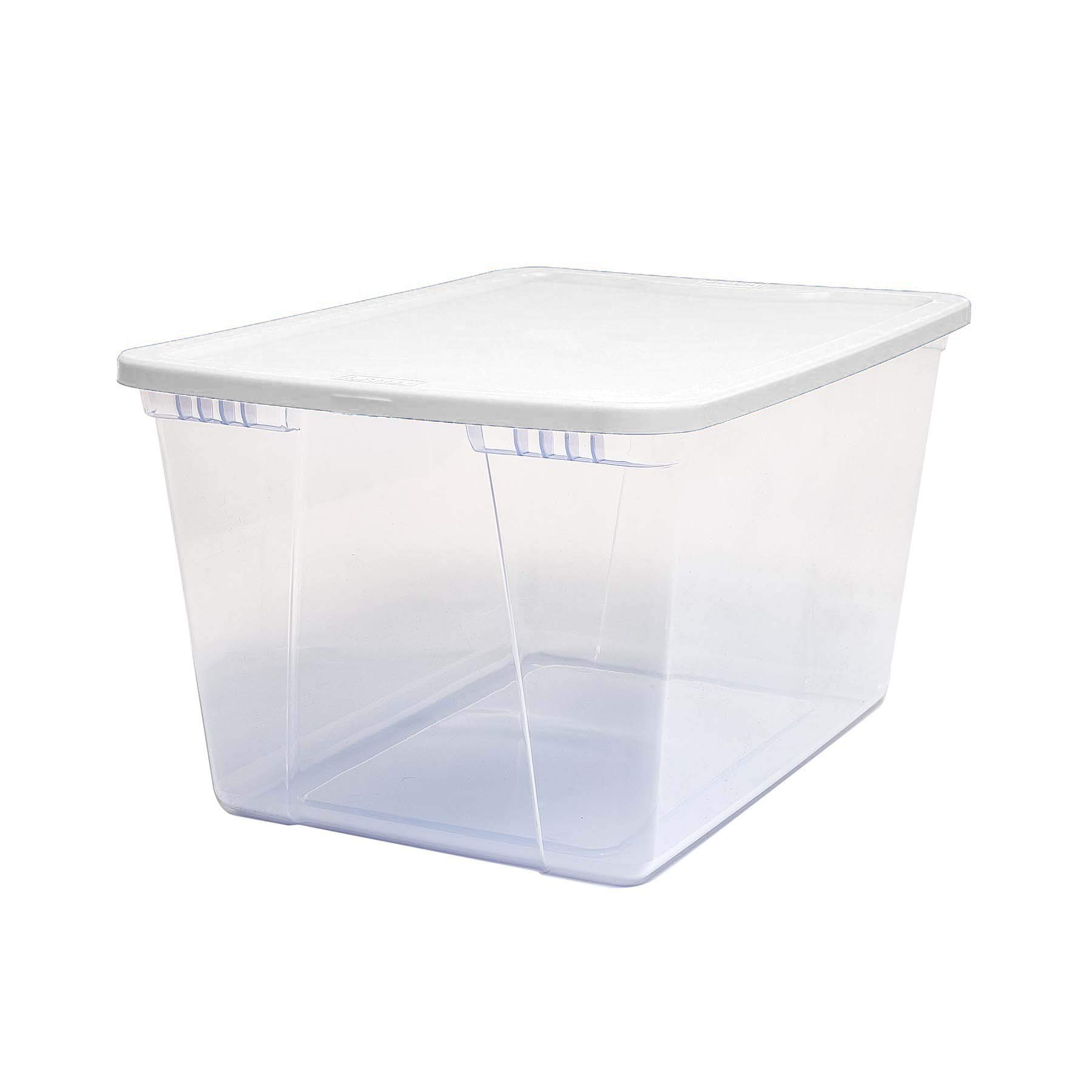 Buy Homz Plastic Storage Bins, Snap Lock White Lids, 56 Quart, Clear
