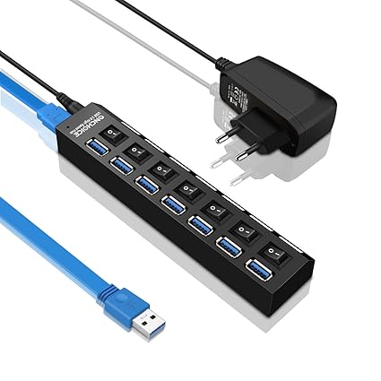 onchoice 3.0 USB Hub von Daten 7 Ports mit 100 cm Kabel USB Ultra Ende mit Diagnose SuperSpeed Display mit LED unterstützt Pl