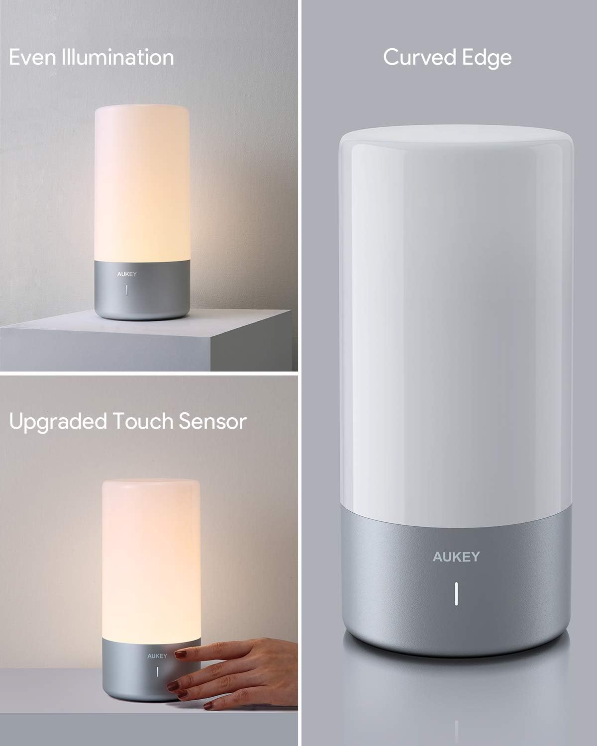 AUKEY Table Lamp Touch Sensor Bedside Lamp Color Changing RGB & Dimmable Warm White Light Night Light for or Bedrooms, Living Rooms and Office【2020 Updated Version】 - - 