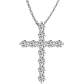 Houston Diamond District 0.5 to 10 Carat IGI Certified LAB-GROWN Diamond Cross Pendant Necklace for Women 4 Prong Value Collection (E-F Color VS1-VS2 Clarity)