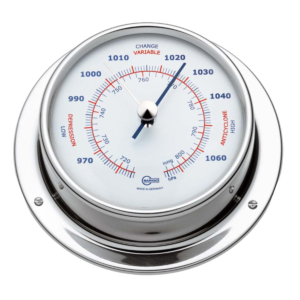 Barigo ship barometer Sky stainless steel, silver, 110 mm x 32 mm, 183rfpo