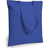 TOPDesign 5-Pack Economical 16"x15" Blue Cotton Tote Bag, Lightweight Medium Reusable Grocery Shopping Cloth Bags, Suitable for DIY, Advertising, Promotion, Gift, Activity