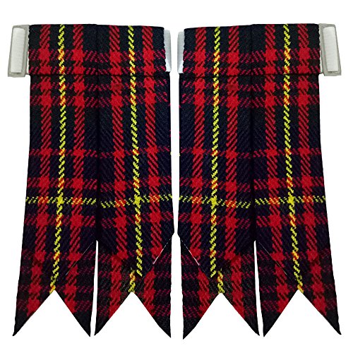 New Solid Plain Black, Royal Stewart Tartan Many More Kilt Flashes Multi Colors (Cameron of Errachet Tartan)