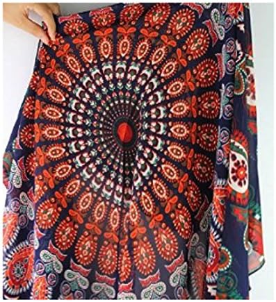 Bohemian Hippie Mandala Indian Tapestry In Vibrant Colors Handmade 100% Cotton Superior Quality Home Décor, Table Cloth, Wall Hanging, Yoga Mat, etc. (R1 Blue,Orange)