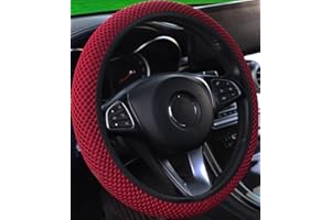 HIFLYER Car Steering Wheel Cover Women & Men, Universal 14.5-15 Inch Steering Wheel Covers, Soft Microfiber Car Wheel Cover Car Stuff Car Accessories Interior (Wine Red)